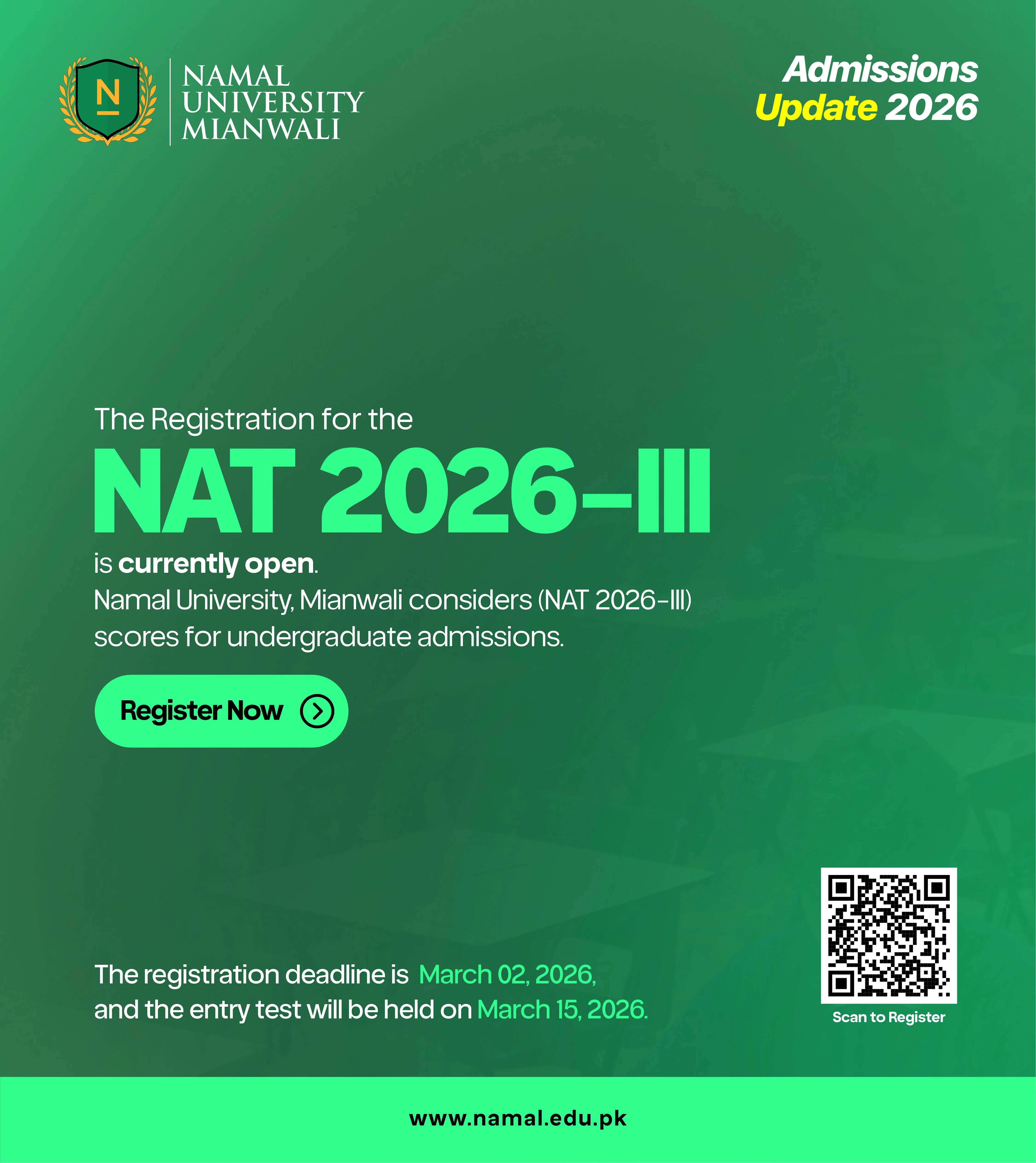 Acceptable Entry Test – NAT-III (NTS)