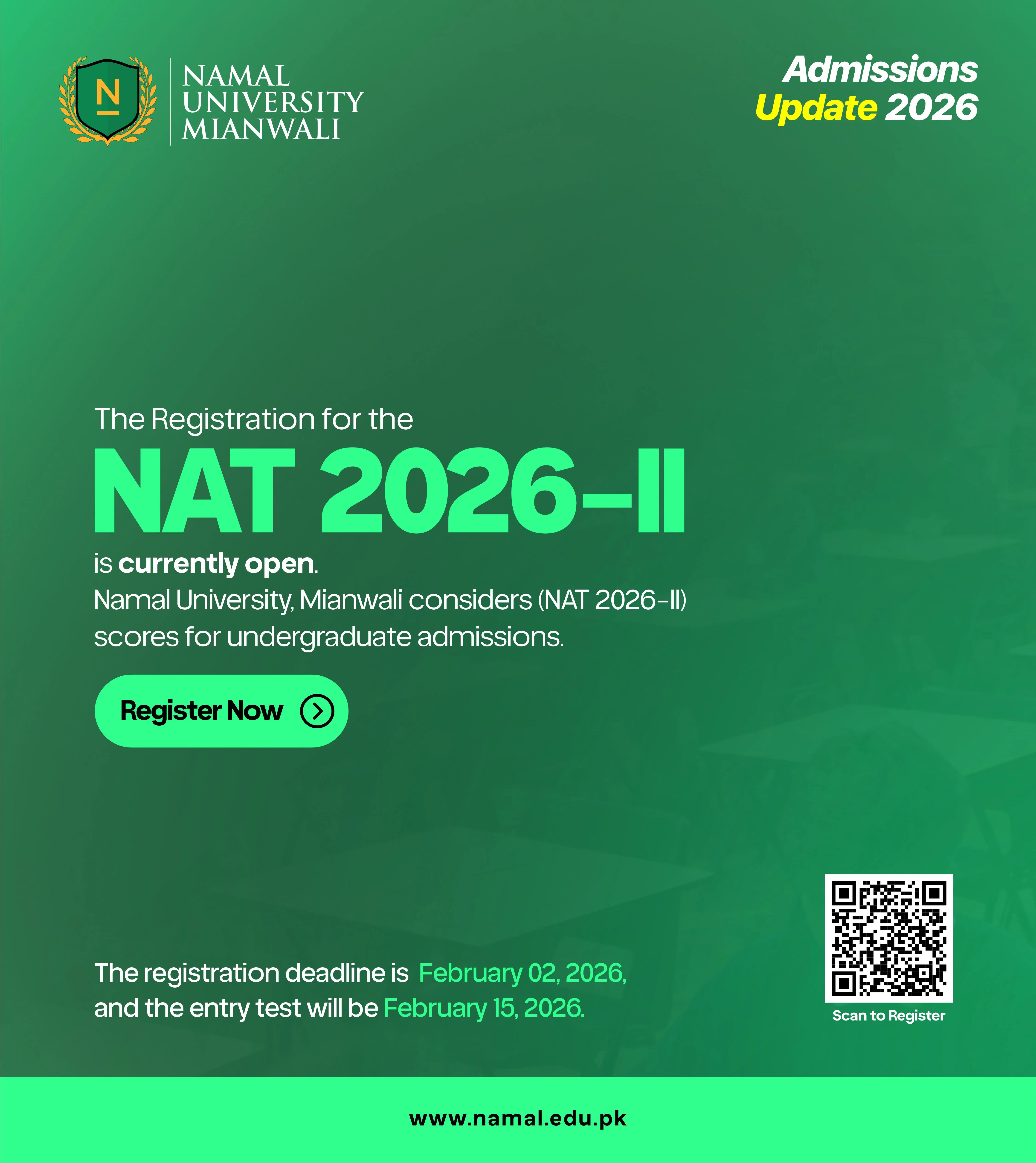 Acceptable Entry Test – NAT – II (NTS)