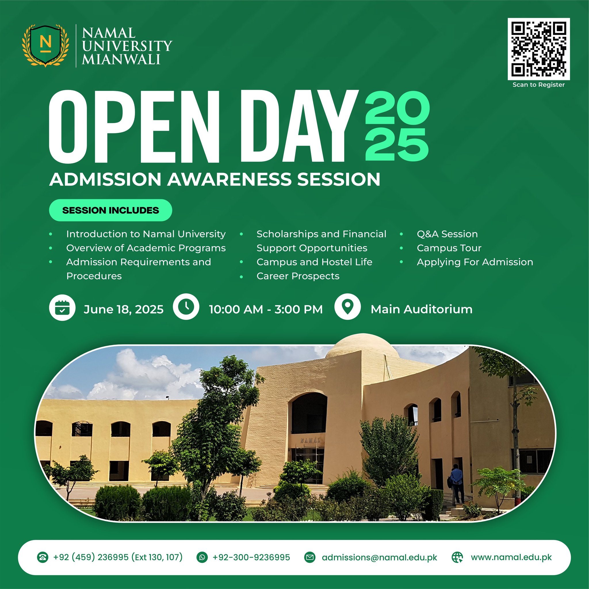 Namal University Open Day 2025: Admissions are open