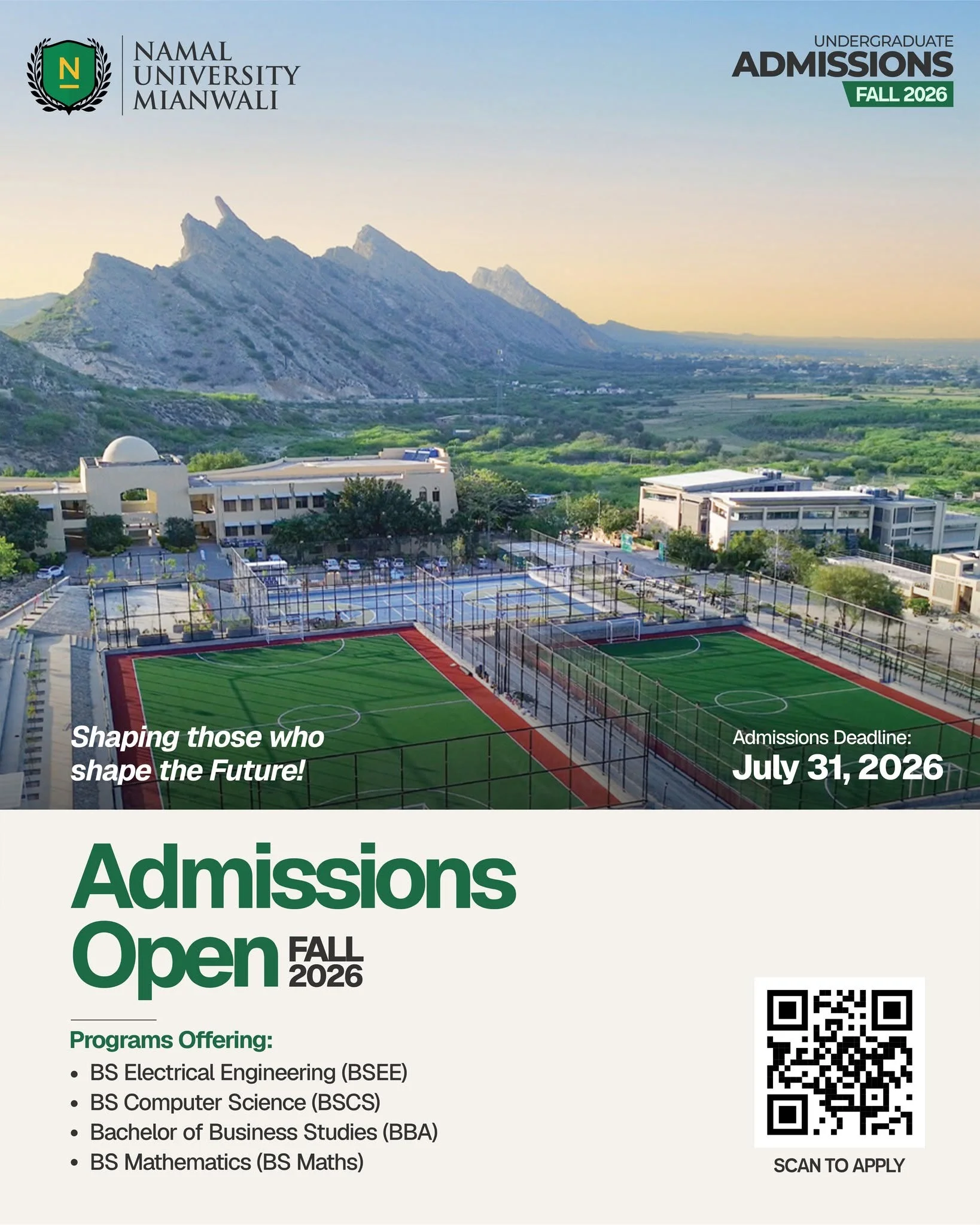 Fall 2026 Admissions Open at Namal University