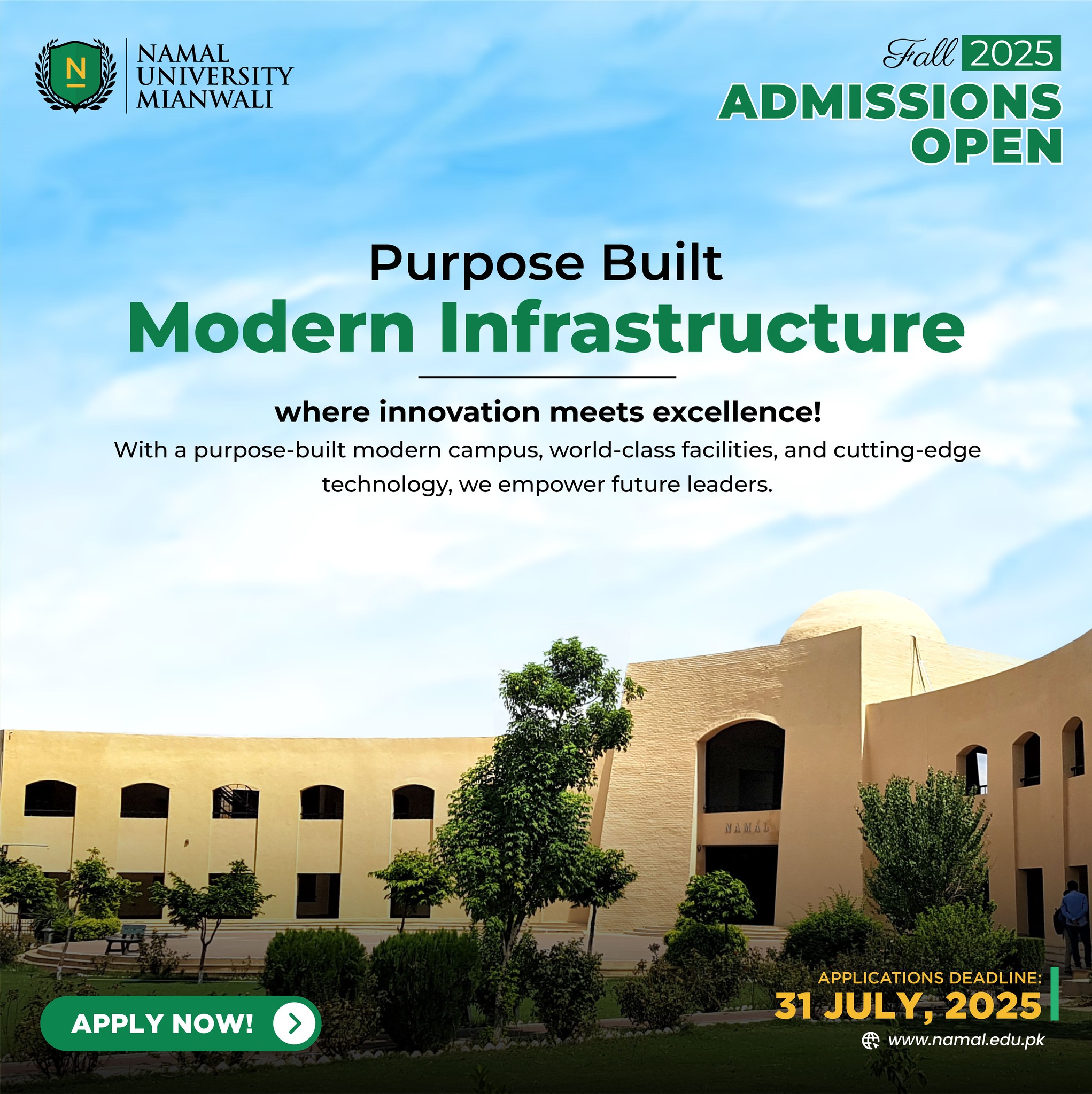 Admissions for Fall 2025 are now OPEN