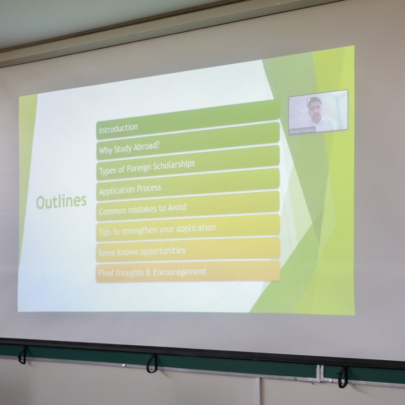 Dr. Ghulam Mudassir Shares Scholarship Insights with Final-Year Students