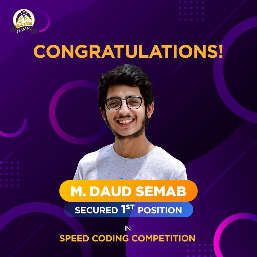 Namal stands 1st in PIEAS Speed Coding Cometition